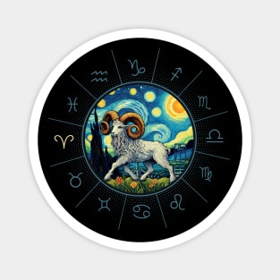 ZODIAC Aries - Astrological ARIRS - ARIRS - ZODIAC sign - Van Gogh style - 6 Magnet